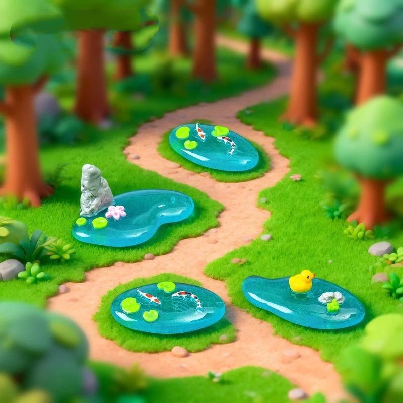 Bonsai Koi Garden - Miniaturas de Resina de Lagoa com