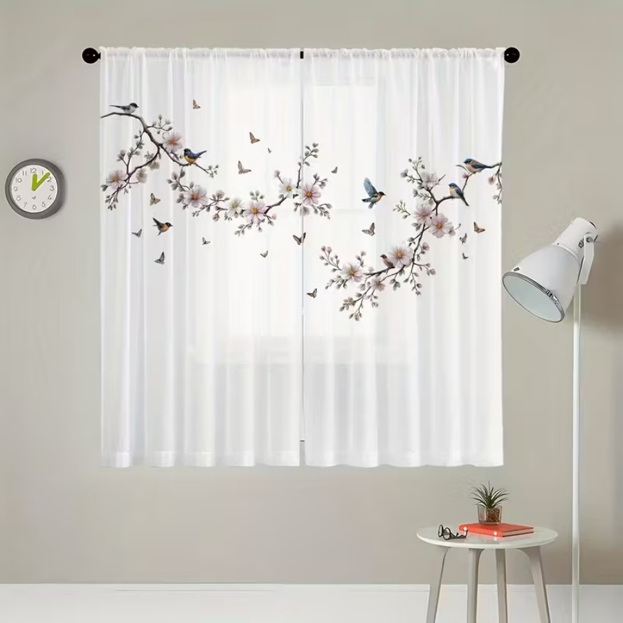 2PCS Cortina Transparente com  - Bonsai Garden Decor avaliação e preço
