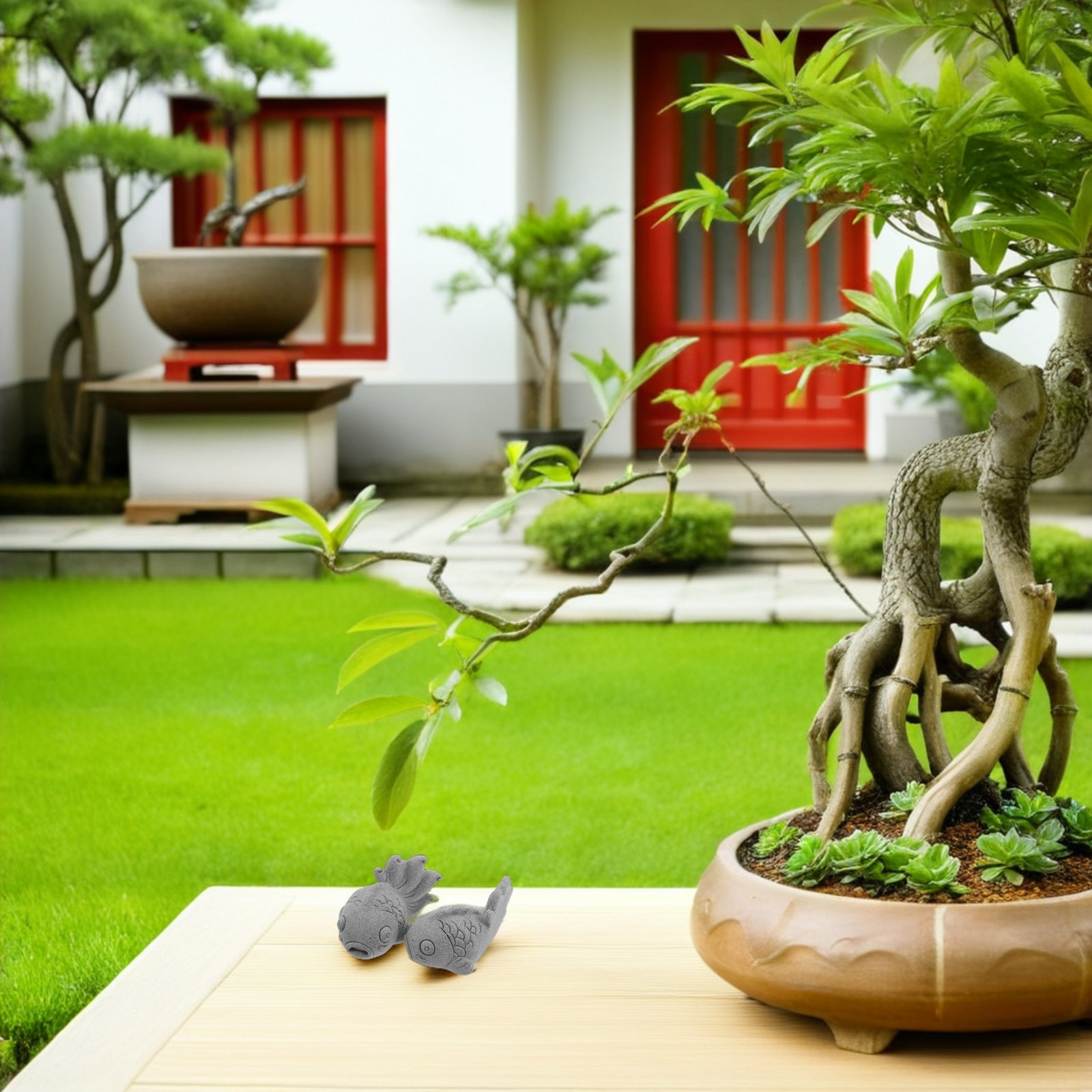 2 Peças de Estátuas Realistas  - Bonsai Koi Garden avaliação e preço